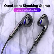 Fones de ouvido com fio e baixo de 3.5mm, headset intra-auricular estéreo com microfone para esportes e música, para xiaomi e iphone 11 2024 - compre barato