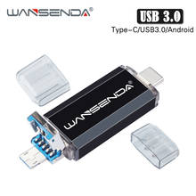 WANSENDA 256GB USB Flash Drive OTG 3 in 1 USB3.0 & Type-C & Micro USB Pen Drive 32GB 64GB 128GB 512GB Pendrive USB Flash Stick 2024 - buy cheap