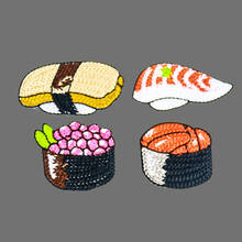 Parches de insignia de comida, Sushi, pastel, Caviar, apliques bordados para planchar, pegatinas para ropa, accesorios para ropa 2024 - compra barato