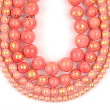 Cuentas de piedra para la fabricación de joyas, abalorios de Jades de color naranja Natural de 4/6/8/10mm para costura DIY, abalorios para pulsera, accesorios de 15" 2024 - compra barato