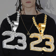 Fashion Crystal Hip Hop Basketball Legend Number 23 Pendants Necklaces Punk Cuban Chain Necklace Jewelry For Men 2024 - buy cheap