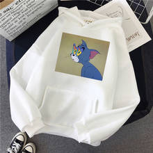 Harajuku Hoodies For Girls Cat Mouse Long-sleeved Winter Tops Women Hoodies Kawaii White&pink Hooded Tops Women's Sweatshirt 2024 - buy cheap