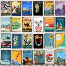 【YZFQ 】Tourist City Australia Metal Tin Sign  Travel Souvenir  Wall Bar Art Restaurant Home Decor 30X20CM DU-7195A 2024 - buy cheap