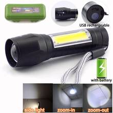 2 way LED COB Q5 Mini Flashlight Torches Camping USB Rechargeable Lighting Portable Flash light Lamp 4 Modes Zoom Work Light 2024 - buy cheap