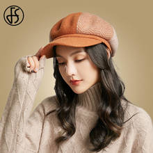 FS Wool Hats For Women Berets Black Autumn Winter Thick Warm Female Wide Brim Newsboy Cap Ladies Beret Hat Warm Female Caps 2024 - buy cheap