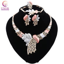 CYNTHIA Dubai Jewelry Sets Multicolor Wedding Necklace Earrings Bracelet Ring Set for Women Bridal Party Costume Accessories 2024 - buy cheap