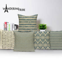 Retro Lattice Cushions Cover Simple Decorative Print Nordic Cushion Covers Sofa Pillows Farmhouse Dark Gray Pillows Cases Kissen 2024 - buy cheap