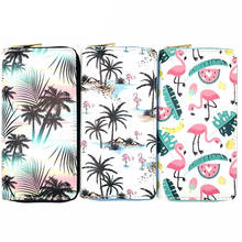 KANDRA Women's Flamingo Floral Print Fashion Tropical Long Purse Large Capacity Clutch Phone Bag PU Leather Card Holder Wallets 2024 - buy cheap