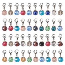 56pcs/Set Electroplate Faceted Glass Pendants Dangle Beads Charms with Lobster Claw Clasps for Earrings Necklace Jewelry Making 2024 - buy cheap