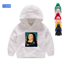 kids hoodies Funny mona lisa t shirt Girls baby fashion toddler boy hooded children cute sweatshirt Cotton cartoon clothes cool 2024 - buy cheap