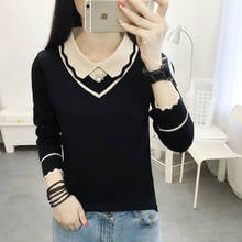 Autumn Spring Style Women Knitted Pullover Tops Lady Casual Peter Pan Collar Knitted Pullover Sweater ZZ0975 2024 - buy cheap