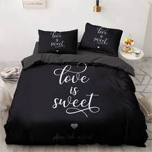 Simple 3D Printed Letter Black Bedding Set Luxury Duvet Cover Set Quilt Covers Comforter Case Custom Home Textile King Size 2024 - buy cheap