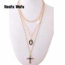 NeeFu WoFu cross Jesus necklace stainless steel Freshwater Pearls Nationality Multilayer necklace Bohemia jewelry wholesa 2024 - buy cheap