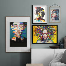 Pintura en lienzo de retrato de figura colorida abstracta, carteles e impresiones, imágenes artísticas de pared, decoración del hogar para sala de estar y dormitorio 2024 - compra barato