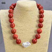 GuaiGuai joyería 20 "18mm rojo Coral blanco Keshi perla collar pendientes conjuntos 2024 - compra barato