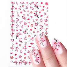 1 лист 3D ультратонкий клей розовый цветок водный переводной слайдер для маникюра дизайн ногтей Декоративная наклейка для ногтей 2024 - купить недорого