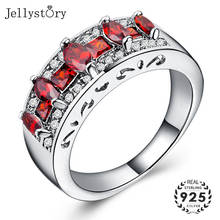 Jellystory anel feminino clássico, prata 925, joia circular, design, pedras preciosas coloridas, para casamento, para presente, atacado 2024 - compre barato