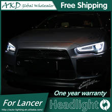 AKD-Lámpara de cabeza de estilo de coche para Mitsubishi Lancer, faros LED EX, DRL H7 D2H, opción Hid, Angel Eye, Bi Xenon Beam 2024 - compra barato