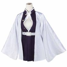 Roupa feminina para cosplay de kanroji mitsui, fantasia de demon slayer: kimetsu no yaiba, saia e casaco para perucas longas 2024 - compre barato