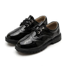 SKOEX-zapatos de vestir Oxford para niños, uniforme escolar de cuero Brogue, con cordones, para fiesta, boda, color negro 2024 - compra barato