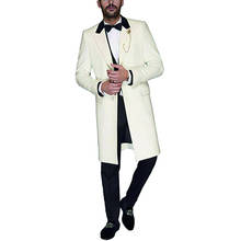 White Long Coat With Black Pant Mans Suits For Wedding Groom Wear Best Man Dinner Suits Prom Dress Peaky Binders(Jacket+Pants) 2024 - buy cheap
