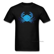 2018 Blue Cancer Black Men's T-shirt Crab Print Casual Cartoon T Shirt Cotton Short Sleeve Round Collar Male Sweatshirt 2024 - buy cheap