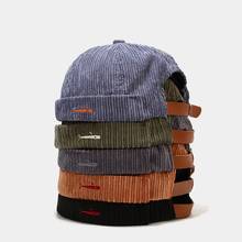 Chapéu de peixe bordado para homens mulheres moda veludo skullcap boné casual docker marinheiro mecânico brimless primavera masculino gorros 2024 - compre barato