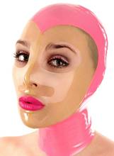 Розовая и прозрачная латексная маска открытые глаза и ноздри резиновая маска на Хэллоуин 2024 - купить недорого