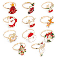 new fashion deer christmas tree santa claus snowflake rings for women men christmas style gifts accessories 2024 - buy cheap