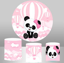 Fondo fotográfico de Panda rosa para fiesta de bebé, decoraciones de animales, círculo redondo, fondos de fotografía, cubiertas cilíndricas de columna, 811 2024 - compra barato