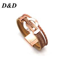 D&D Wide charm Leather Bracelets For Women men's bracelets Multiple Layers wrap Bracelets Couple gift fashion Jewelry 2024 - buy cheap