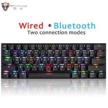 Motospeed-teclado mecânico gamer ck62 bluetooth, teclado gamer sem fio com mini 61 teclas rgb, vermelho e azul, retroiluminado, para computador russo 2024 - compre barato