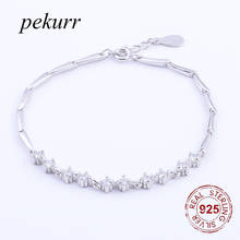 Pekurr-10 cuentas de circonita para mujer, joyería elegante de Plata de Ley 925, pulsera de mujer, accesorios de encanto de moda, cadena para mujer, regalo de fiesta 2024 - compra barato