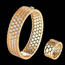 Zlxgirl-Conjunto de joyería de boda para mujer, brazalete y anillo de cobre de circón cúbico completo, regalos de Año Nuevo 2024 - compra barato