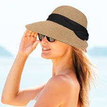 Chapéu de praia palha para mulheres, chapéu de viagem verão uv 2024 - compre barato