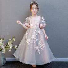 Appliques Tulle Children's Princess Dress Half Sleeve Kids Wedding Dress Flower Girl Evening Dress Girl Baptism Pageant Gown 2024 - buy cheap