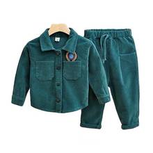 Conjunto de roupas de cardigã infantil, casaco e calça de veludo, 2 peças, roupa casual para crianças ao ar livre, primavera e outono 2024 - compre barato