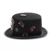 Vintage festa de carnaval masculino feminino vapor punk estilo chapéu cosplay dome bowler preto steampunk chapéu com engrenagem decoração 2024 - compre barato