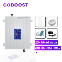 GOBOOST-repetidor de señal de tres bandas, 2G, 3G, 4G, Amplificador de señal móvil, GSM 900, 1800, 2100, amplificador de señal de teléfono móvil, Kit de antena 4G 2024 - compra barato