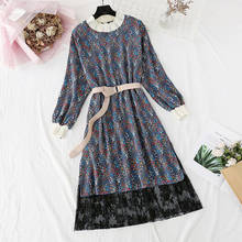 2022 Spring Autumn Chiffon Women Dress Vintage Print Floral Dresses Casual Women Party Long Sleeve Dress Vestidos 2024 - buy cheap