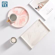 Nordic Modern Jewelry Storage Tray Plates Decorative Marble Ceramic Storage Plate Organizer Fruit Candy Dish Home Desktop 2024 - buy cheap