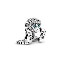 Genuine 925 sterling silver monkey charm zircon bead fit original bangle bracelet pendant for women fashion jewelry making gift 2024 - buy cheap