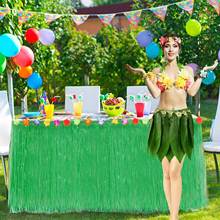 Набор для украшения стола тропивечерние, гавайская настольная юбка, искусственные Пальмовые Листья, цветы, предметы для украшения стола 2024 - купить недорого