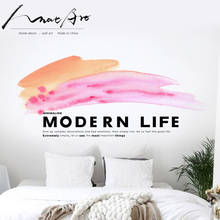 Adesivo de parede abstrato minimalista, pintura em aquarela, arte nórdica moderna para decoração de casa, decoração de quarto rosa 2024 - compre barato