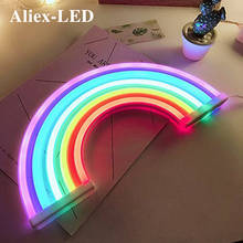 Luminária led neon em arco-íris com 4/5 cores, decoração fofa de arco-íris, lâmpada neon para casa, sala de parede, arte, iluminação para decoração, presente de meninas 2024 - compre barato