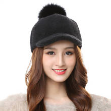 2020 Hot Sale Women Hat Winter Tickened Fur Hat Winter Warm Shearling Hat With Fox Fur Pompom Hat 2024 - buy cheap