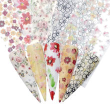 Folhas de unha florais wuf 5 argolas, adesivos de transferência de arte de unha, flores 3d, designs de folhas, decorações, embrulho adesivo, tatuagem, manicure 2024 - compre barato