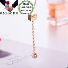 MHXFC Wholesale European Fashion Woman Female Party Wedding Gift Round Cube Tassel Zircon 18KT Rose Gold Pendant Necklace NL186 2024 - buy cheap