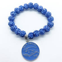 Exquisite enamel color metal ZETA AMICAE pendant bracelet sorority society rhinestone beads elastic bangle 2024 - buy cheap
