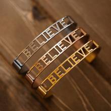 Stainless Steel Mantra Cuff Bangles Engraved Positive Inspirational Words Hollow out Alphabet Letter Bangle Femme Bijoux SL-171 2024 - buy cheap